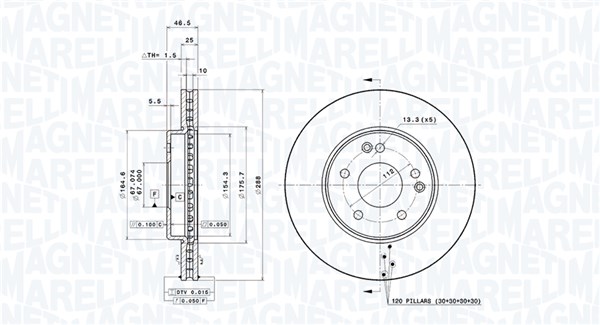 MAGNETI MARELLI Első féktárcsa DFV0069_MM