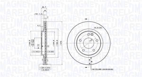 MAGNETI MARELLI Féktárcsa, mind DFV0070_MM