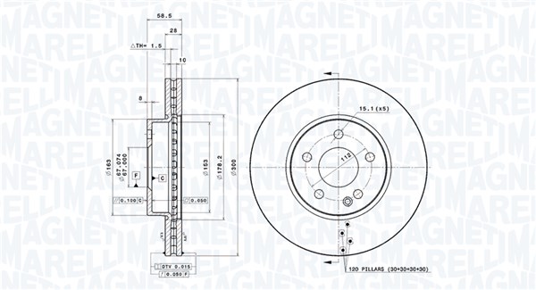 MAGNETI MARELLI Első féktárcsa DFV0073_MM