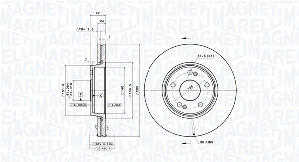 MAGNETI MARELLI Féktárcsa, mind DFV0086_MM