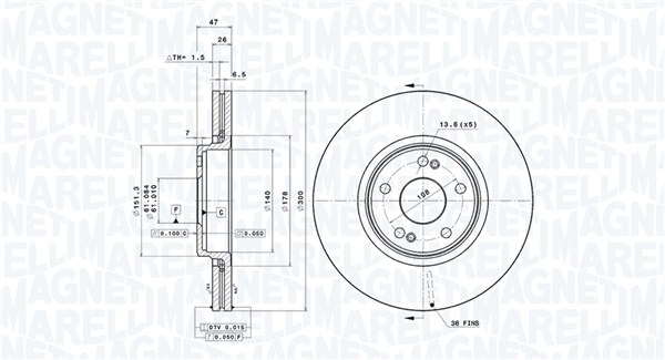 MAGNETI MARELLI Első féktárcsa DFV0087_MM