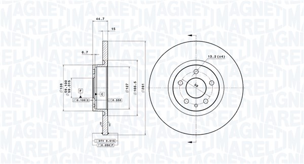 MAGNETI MARELLI Első féktárcsa DFV0105_MM