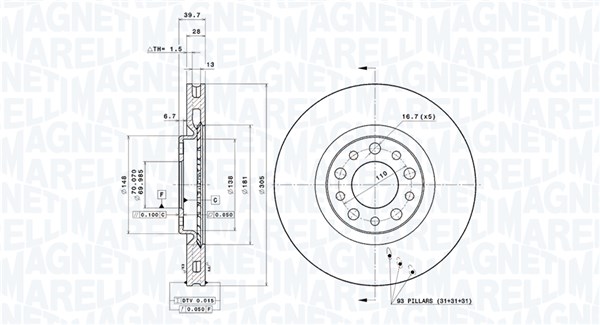 MAGNETI MARELLI Első féktárcsa DFV0111_MM