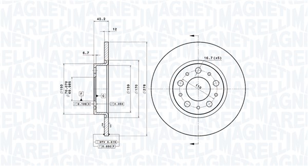 MAGNETI MARELLI Hátsó féktárcsa DFV0112_MM