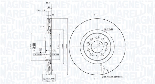 MAGNETI MARELLI Féktárcsa, mind DFV0115_MM