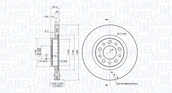 MAGNETI MARELLI Féktárcsa, mind DFV0118_MM