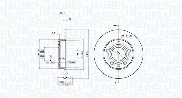 MAGNETI MARELLI Hátsó féktárcsa DFV0122_MM