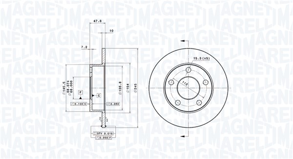 MAGNETI MARELLI Hátsó féktárcsa DFV0128_MM