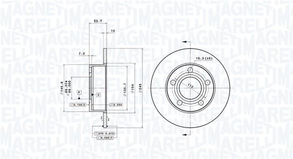 MAGNETI MARELLI Hátsó féktárcsa DFV0129_MM