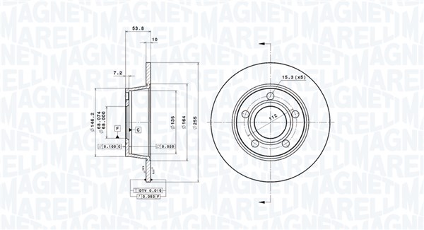 MAGNETI MARELLI Hátsó féktárcsa DFV0133_MM