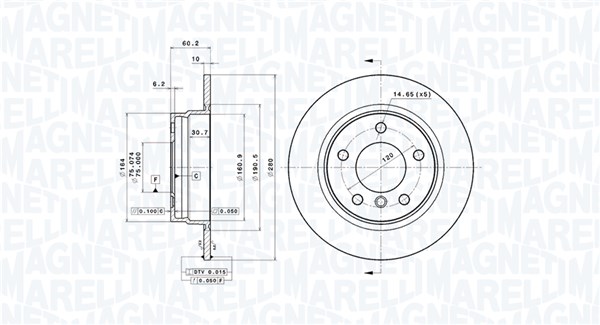 MAGNETI MARELLI Hátsó féktárcsa DFV0161_MM