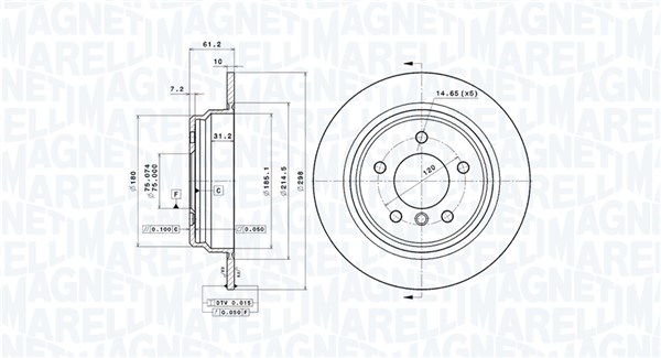 MAGNETI MARELLI Hátsó féktárcsa DFV0164_MM