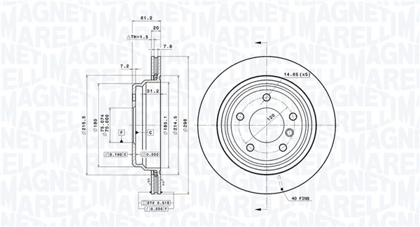 MAGNETI MARELLI Hátsó féktárcsa DFV0165_MM