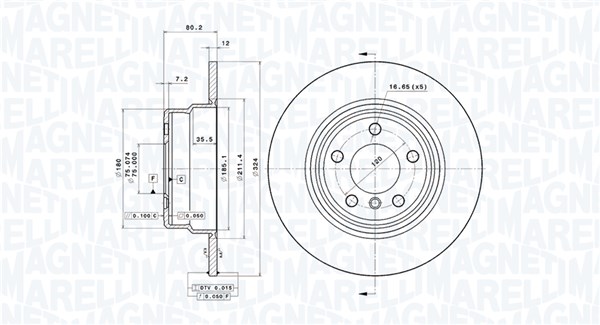 MAGNETI MARELLI Hátsó féktárcsa DFV0170_MM