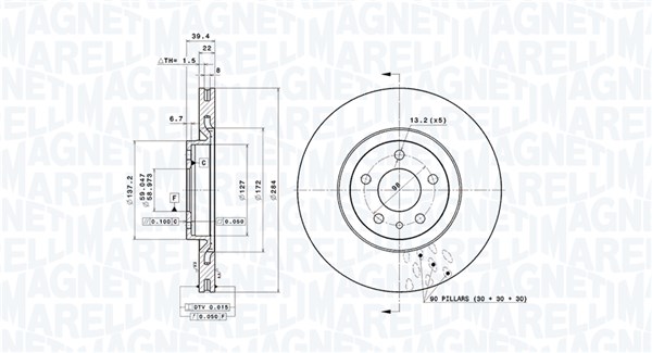 MAGNETI MARELLI Féktárcsa, mind DFV0289_MM