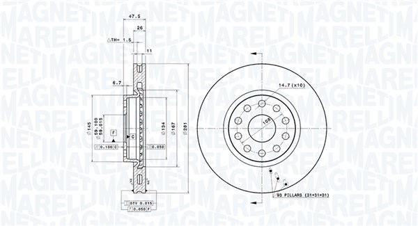 MAGNETI MARELLI Első féktárcsa DFV0292_MM