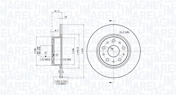 MAGNETI MARELLI Hátsó féktárcsa DFV0293_MM