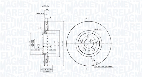 MAGNETI MARELLI Első féktárcsa DFV0296_MM