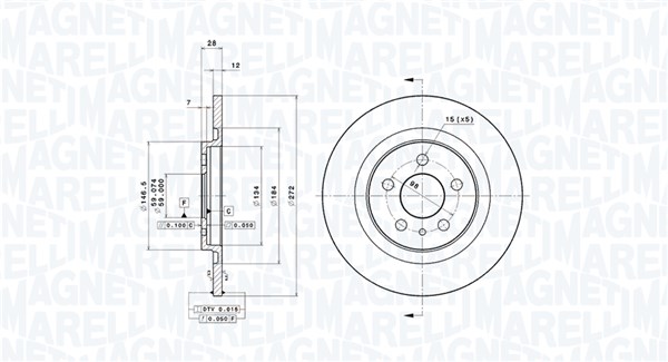 MAGNETI MARELLI Hátsó féktárcsa DFV0297_MM