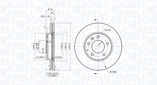 MAGNETI MARELLI Féktárcsa, mind DFV0306_MM