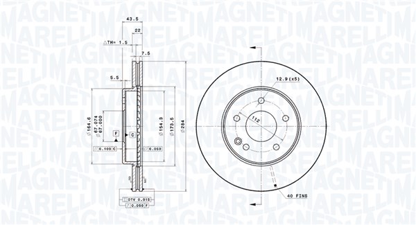 MAGNETI MARELLI Első féktárcsa DFV0313_MM