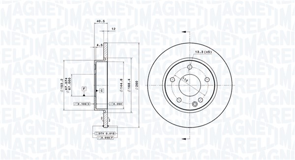 MAGNETI MARELLI Első féktárcsa DFV0326_MM