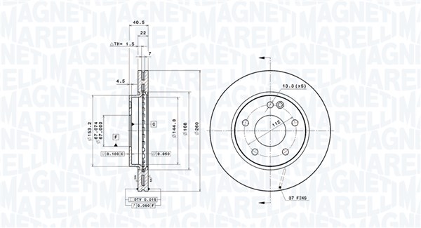 MAGNETI MARELLI Első féktárcsa DFV0327_MM