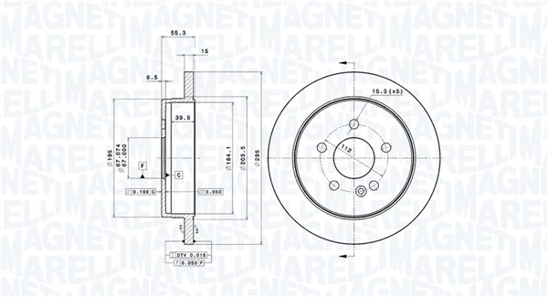 MAGNETI MARELLI Hátsó féktárcsa DFV0337_MM