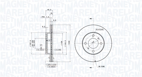 MAGNETI MARELLI Első féktárcsa DFV0343_MM