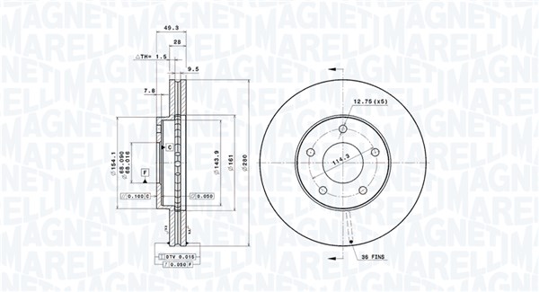 MAGNETI MARELLI Féktárcsa, mind DFV0368_MM