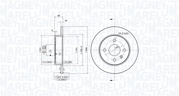 MAGNETI MARELLI Hátsó féktárcsa DFV0389_MM