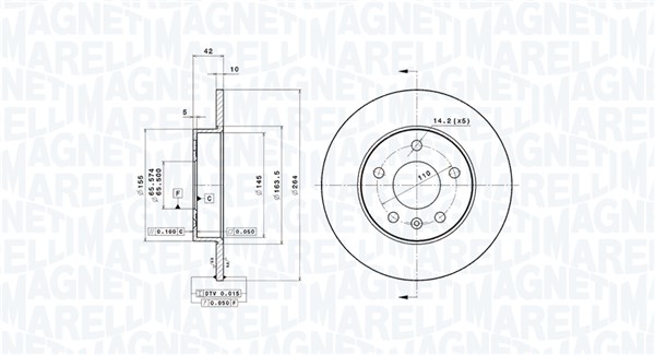 MAGNETI MARELLI Hátsó féktárcsa DFV0390_MM