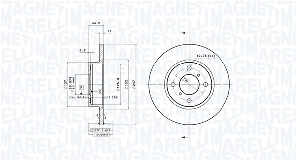 MAGNETI MARELLI Első féktárcsa DFV0394_MM