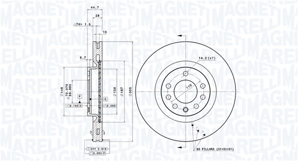 MAGNETI MARELLI Első féktárcsa DFV0399_MM