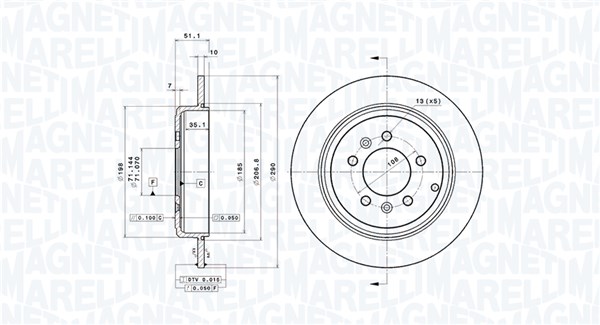 MAGNETI MARELLI Hátsó féktárcsa DFV0413_MM