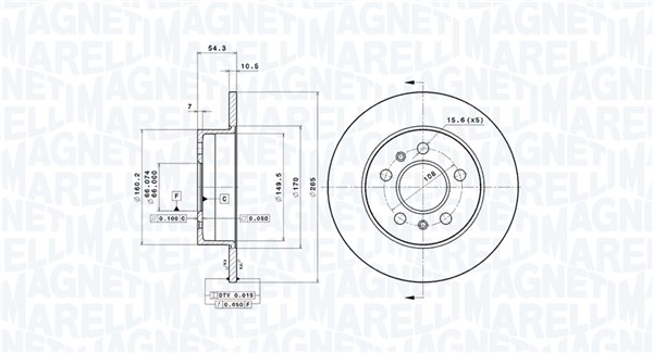 MAGNETI MARELLI Hátsó féktárcsa DFV0443_MM