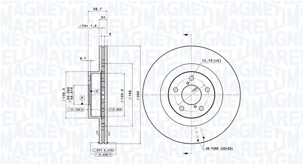 MAGNETI MARELLI Első féktárcsa DFV0455_MM