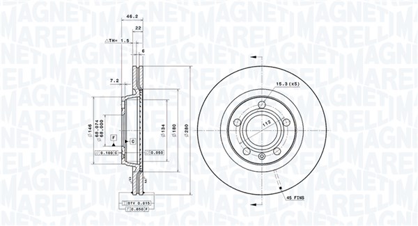 MAGNETI MARELLI DFV0499_MM Féktárcsa, mind