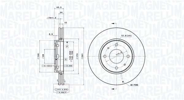 MAGNETI MARELLI Első féktárcsa DFV0520_MM