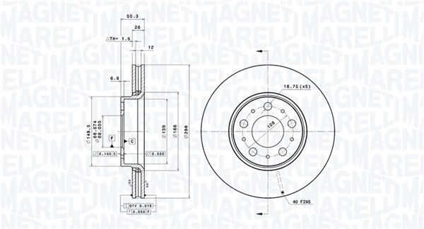 MAGNETI MARELLI Első féktárcsa DFV0521_MM