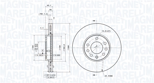 MAGNETI MARELLI Első féktárcsa DFV0538_MM