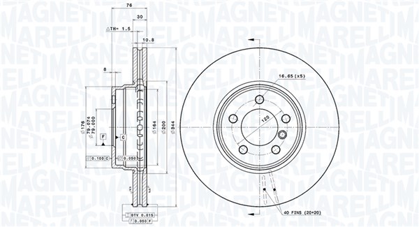 MAGNETI MARELLI Első féktárcsa DFV0544_MM