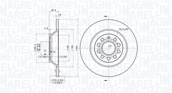 MAGNETI MARELLI Hátsó féktárcsa DFV0546_MM