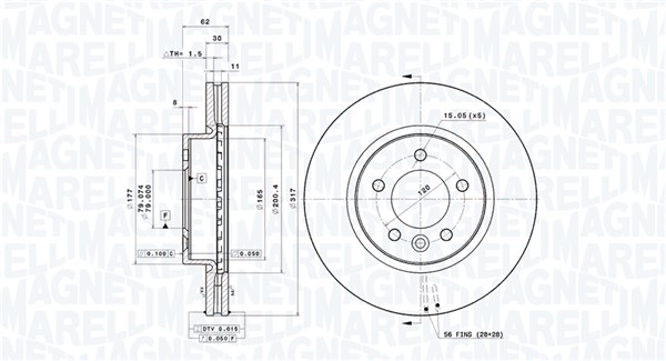 MAGNETI MARELLI Első féktárcsa DFV0547_MM