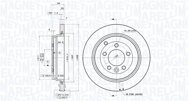 MAGNETI MARELLI Hátsó féktárcsa DFV0548_MM