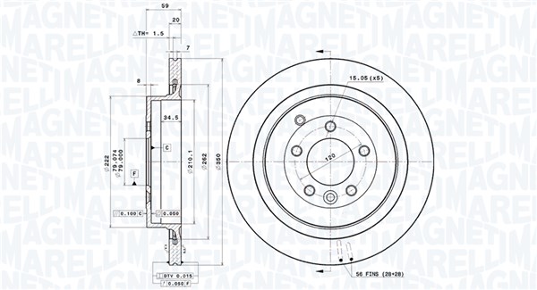 MAGNETI MARELLI Hátsó féktárcsa DFV0550_MM