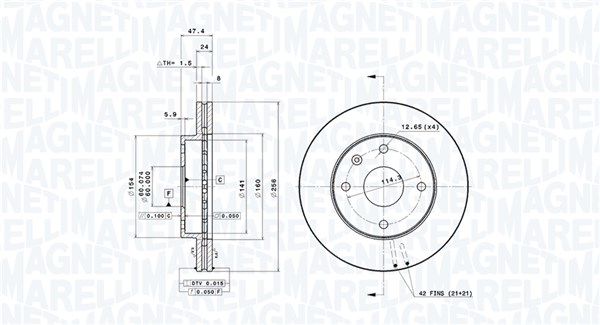 MAGNETI MARELLI Első féktárcsa DFV0570_MM