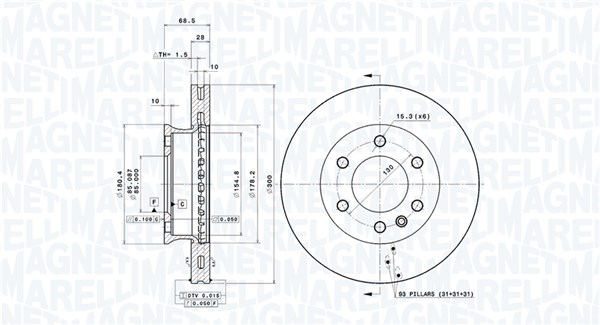 MAGNETI MARELLI Első féktárcsa DFV0571_MM