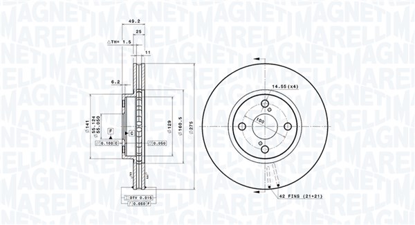 MAGNETI MARELLI Első féktárcsa DFV0576_MM