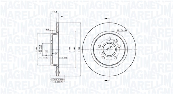 MAGNETI MARELLI Hátsó féktárcsa DFV0596_MM